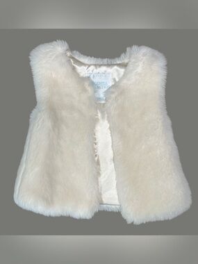 Edgehill Collection Plush Faux Fur Vest in Ivory 9 mo